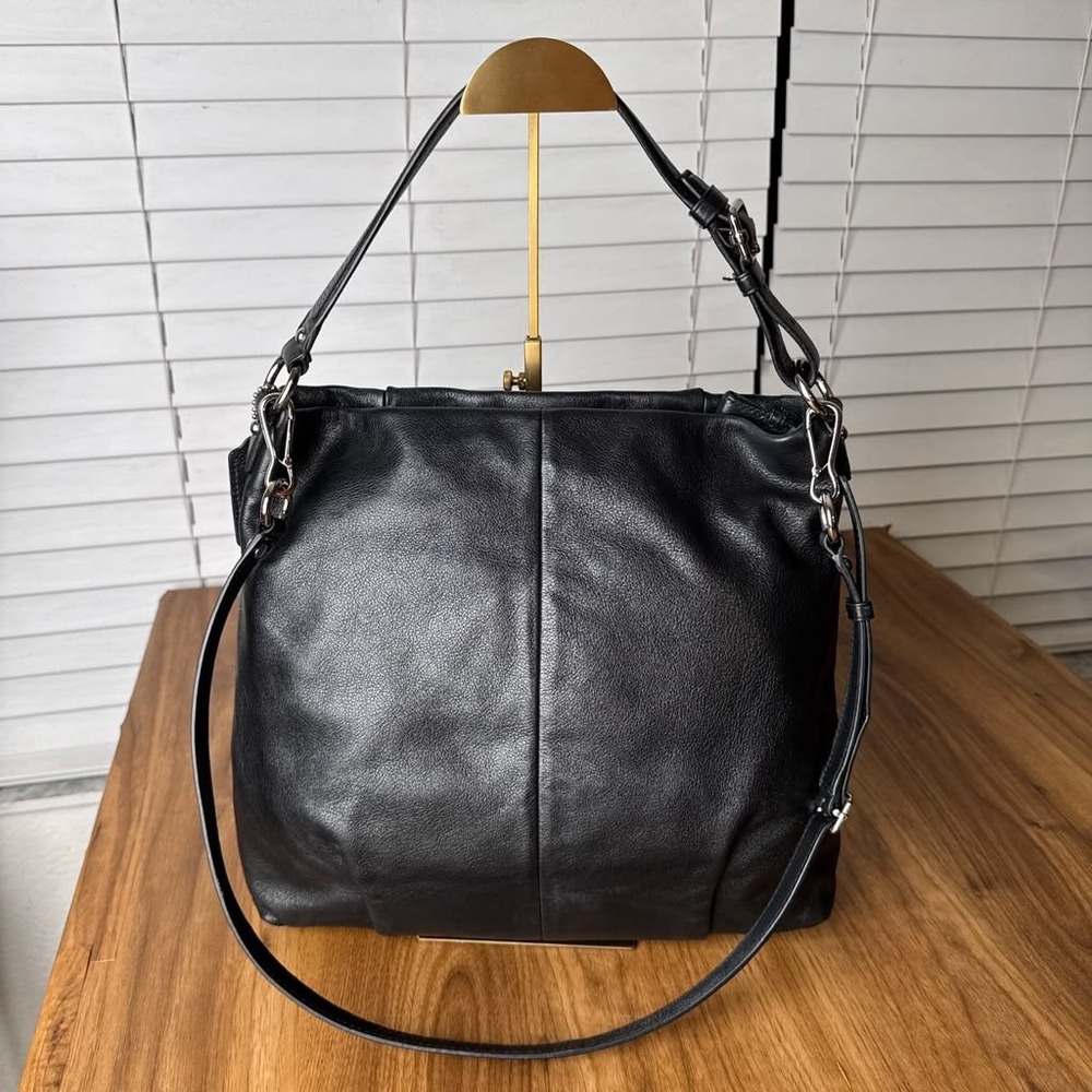 Coach Madison Isabelle Black Leather Hobo Shoulder Bag 21224 - Picture 3 of 16